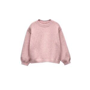 Zara Knit Pullover Sweater Womens Small Pink Metallic Crew Neck Long Sleeve